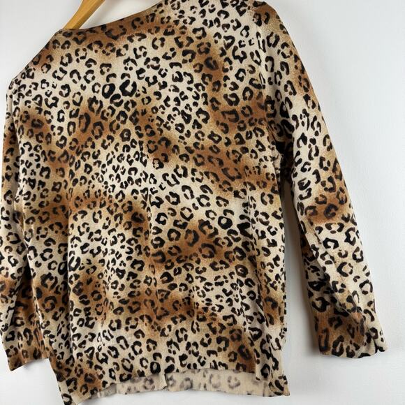 Boston Proper Silk Blend Sequin & Leopard Print Cardigan ~ Small - Picture 8 of 12